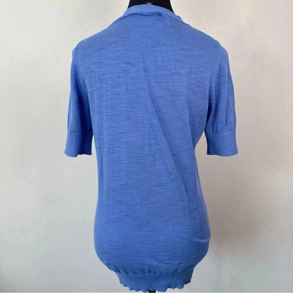 Banana Republic Womens Size Medium Vneck Button Short Sleeve Blue Cardigan - Picture 3 of 14